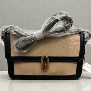 Jules Kae Vegan Leather Flap Crossbody – Neutral Beige & Black | NWT